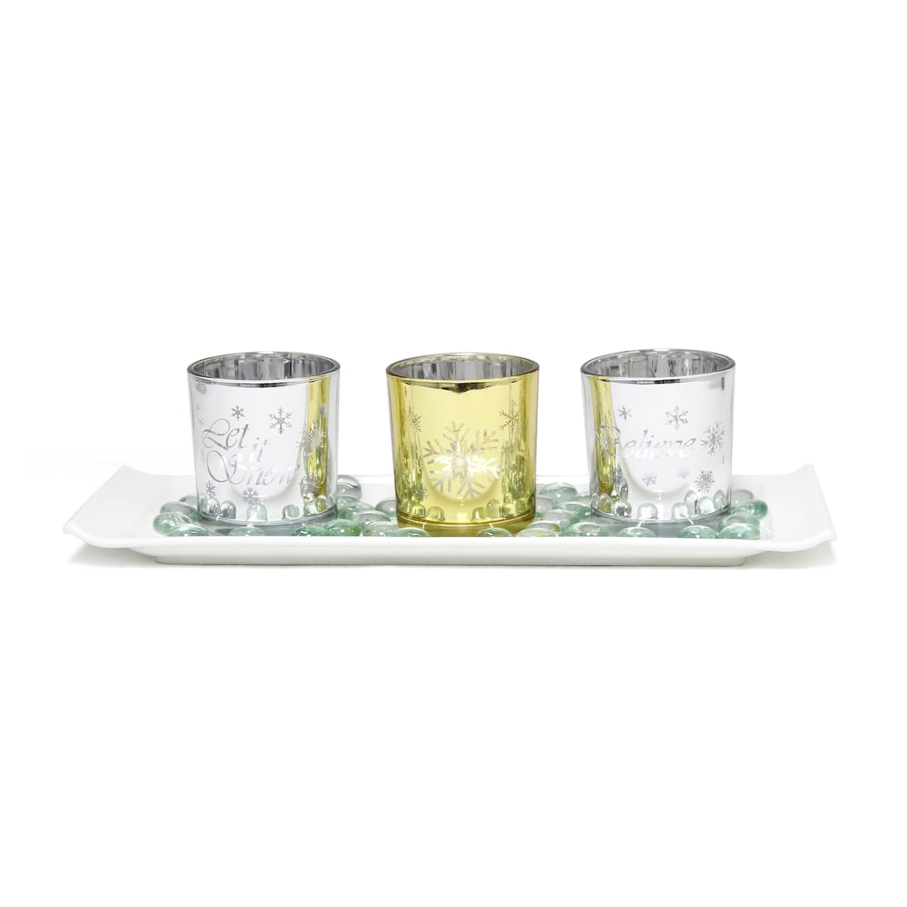 Elegant Designs™ Silver and Gold Winter Wonderland Candle Set